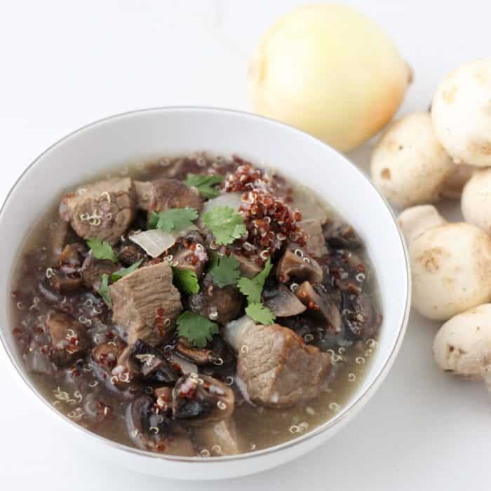 Roasted Mushroom and Beef Soup from Living Well Kitchen