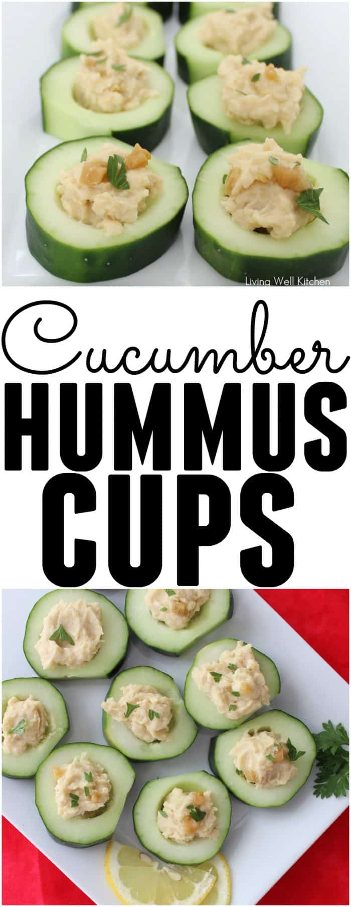 Refreshing and delicious, these Cucumber Hummus Cups are the perfect summer snack or appetizer! Gluten free, vegan, and easy to make. These are great for entertaining or snacking