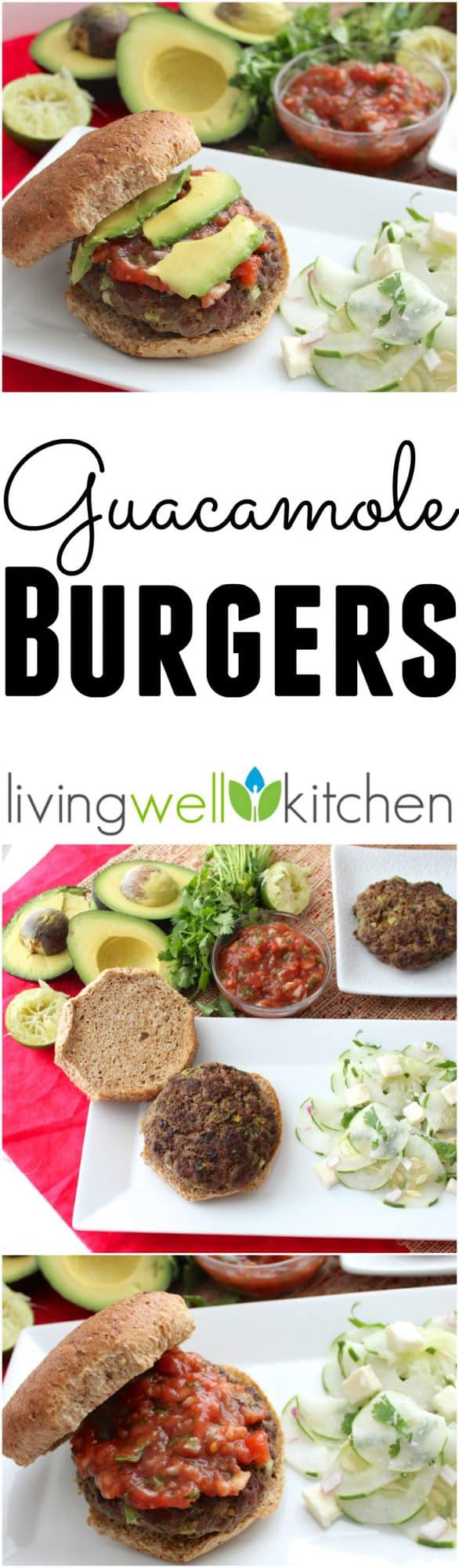 Guacamole + ground beef makes a fun, nutritious alternative to your typical burger This healthy recipe is full of vitamins, minerals, and flavor. Great gluten free, dairy free dinner idea. (sponsored)