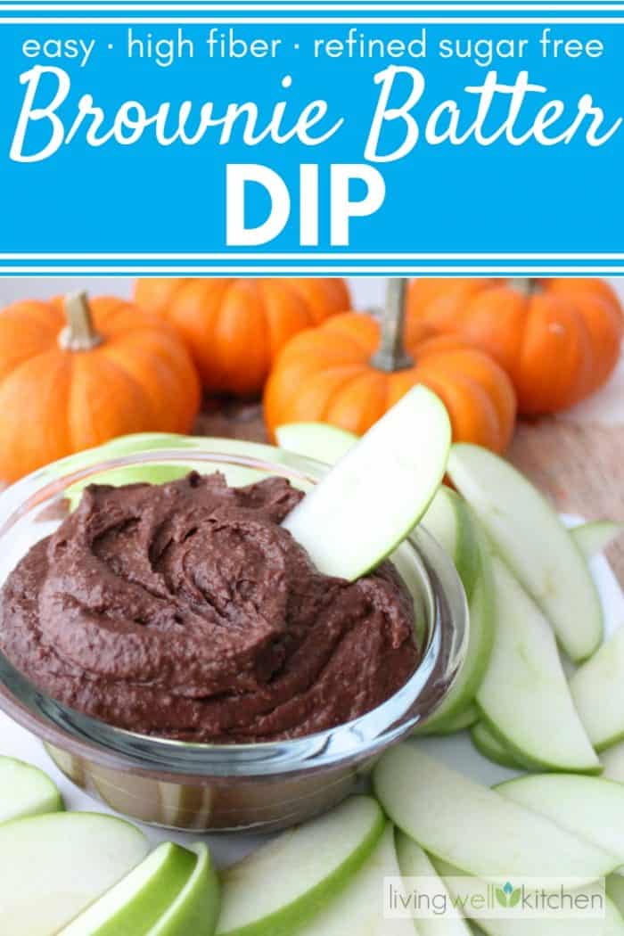 brownie batter dip with apple slice