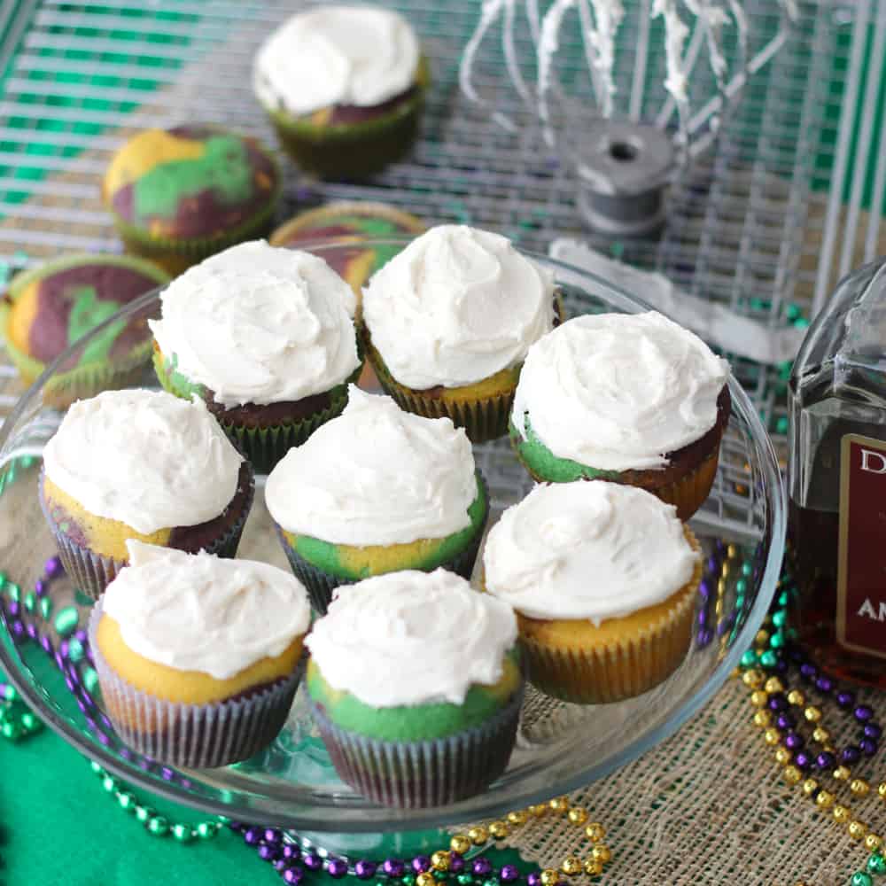 Boozy Mardi Gras Cupcakes from Living Well Kitchen