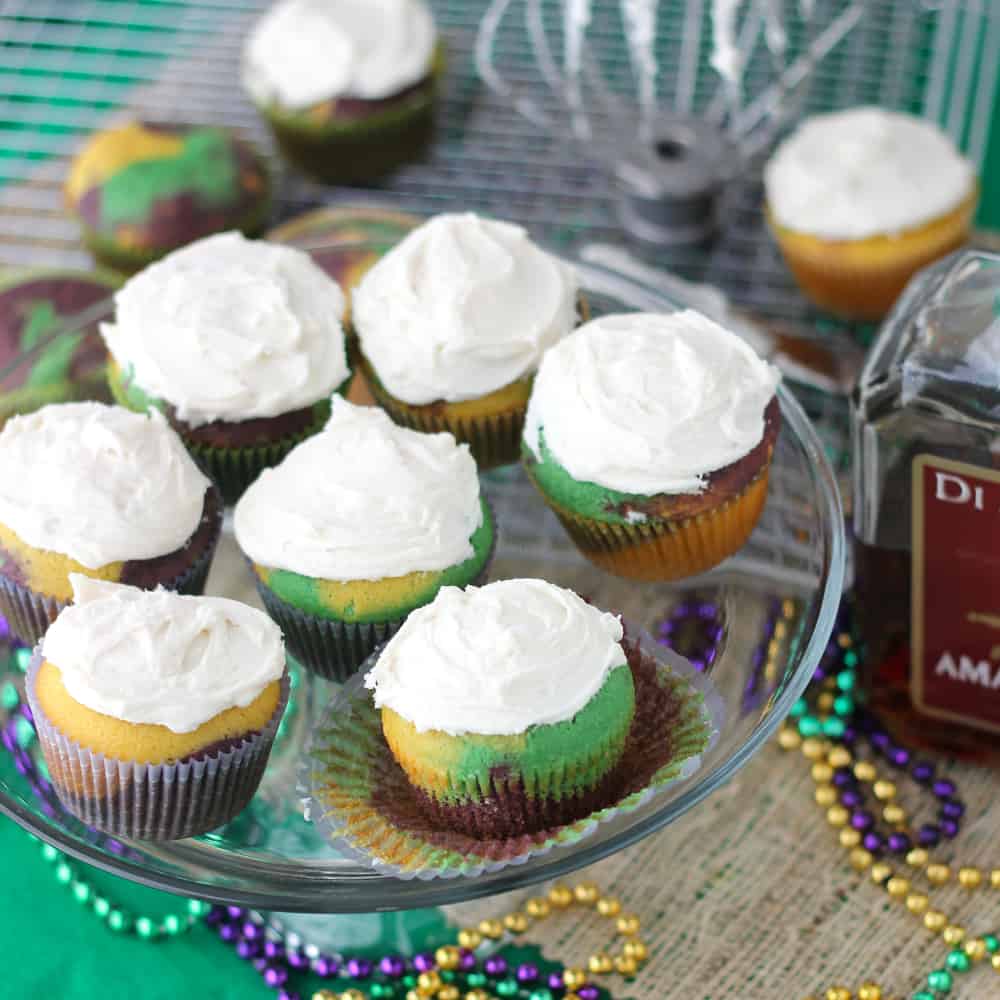 Boozy Mardi Gras Cupcakes from Living Well Kitchen