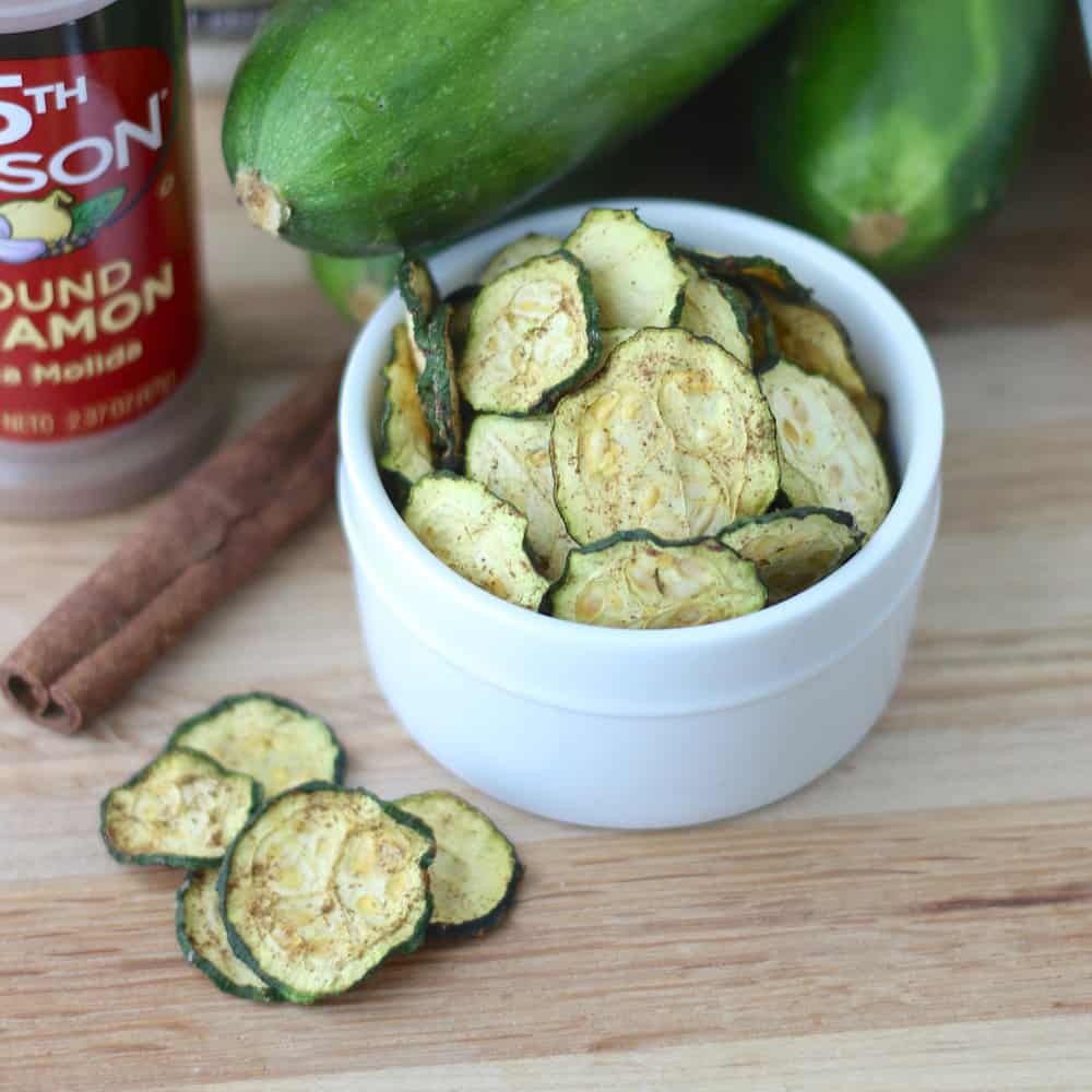 Maple Cinnamon Zucchini Chips recipe from Living Well Kitchen