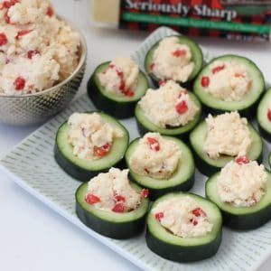 Pimento Cheese Cucumber Bites from Living Well Kitchen @memeinge