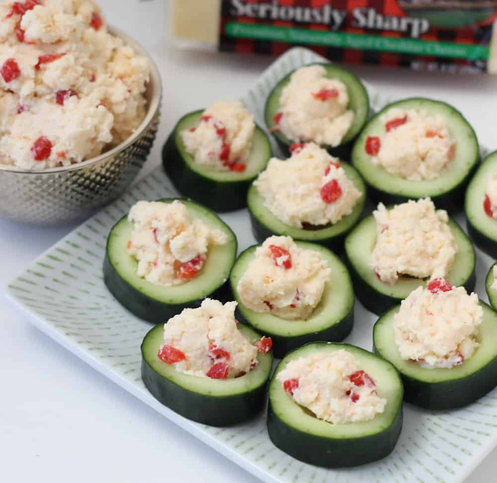 Pimento Cheese Cucumber Bites from Living Well Kitchen @memeinge