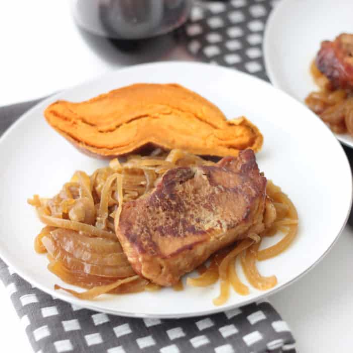 Slow Cooker Maple Mustard Pork and Onions from Living Well Kitchen