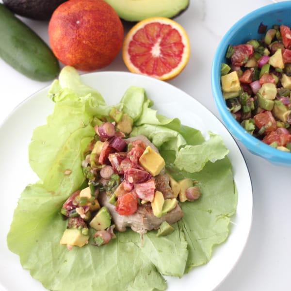 Tuna Wraps with Avocado and Blood Orange Salsa from Living Well Kitchen