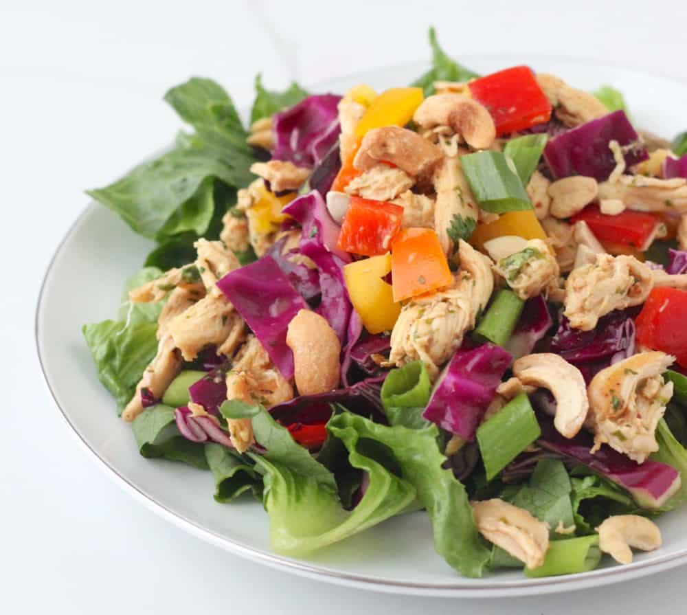 Make a big batch of this Chinese Chicken Salad for a high protein, veggie packed snack or light meal ~ from Living Well Kitchen @memeinge