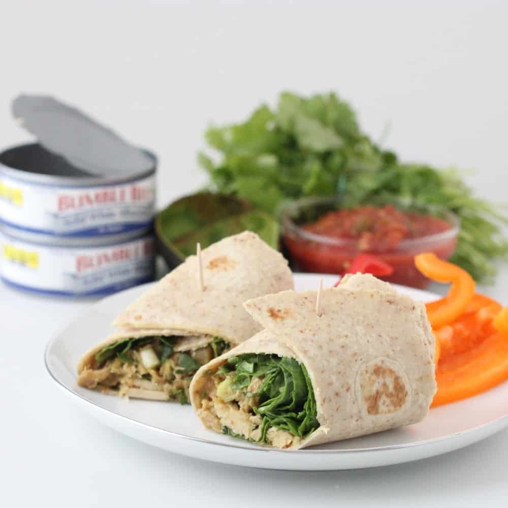 Southwest Tuna Wraps from Living Well Kitchen @memeinge ~ Wraps filled with tuna, mashed avocado, and cilantro. Easy, nourishing, and delicious!