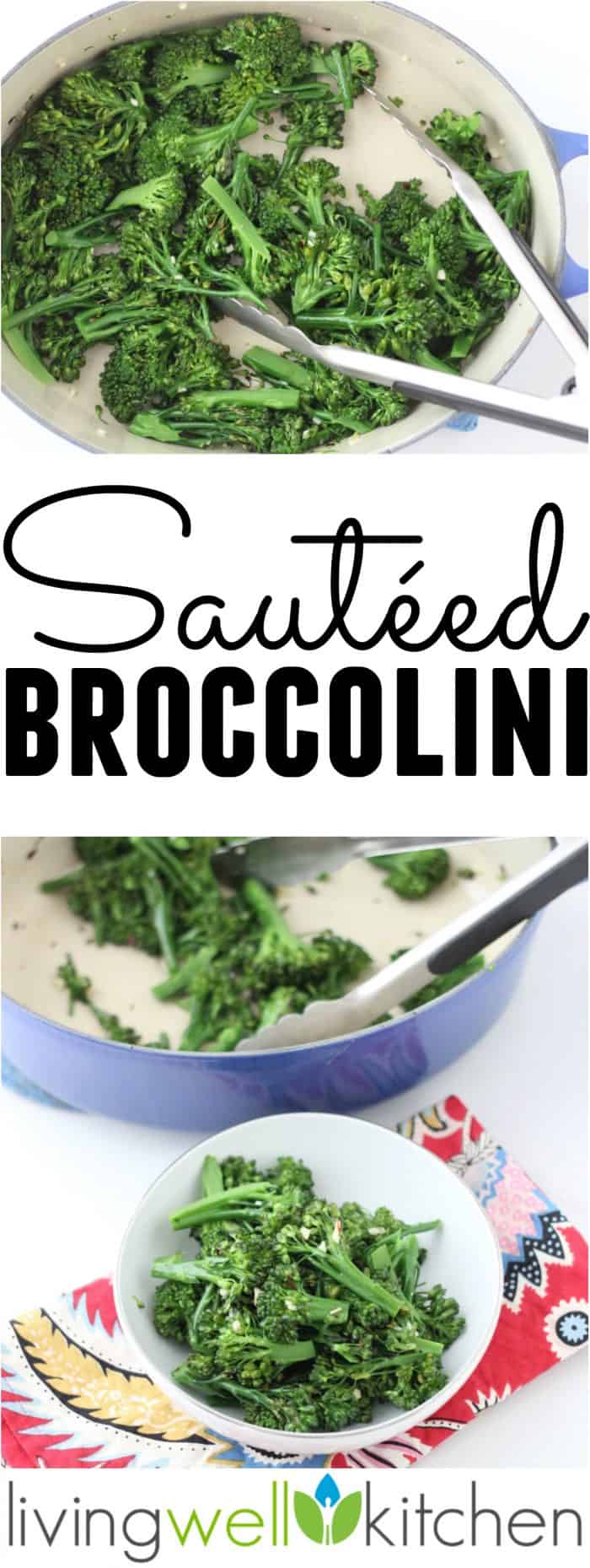 Need an easy and quick side dish? Try this tasty Sautéed Broccolini! It's simple to make, only 5 ingredients, vegan and gluten free.