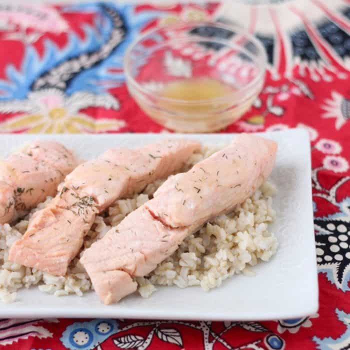Lazy Girl's Champagne Poached Salmon proves that you don't have to get out of your pajamas just to have a fancy, delicious meal. Living Well Kitchen @memeinge