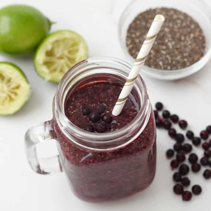 Wild blueberries add a powerful punch to this tangy & sweet smoothie that is fiber-filled, protein-packed, and full of probiotics