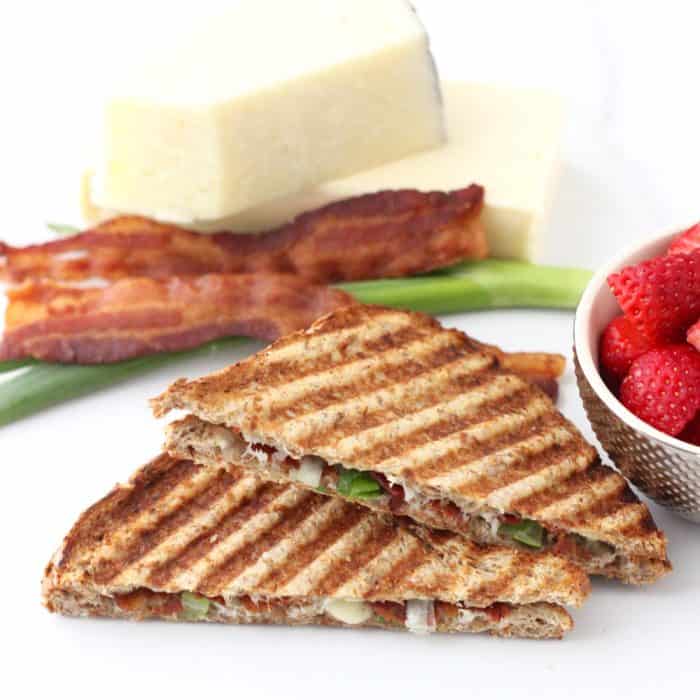 cheese, green onions, bacon, Bacon Grilled Cheese, sliced strawberries