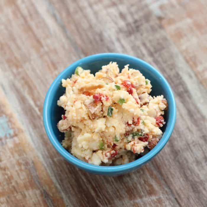 Fight those between meal hunger pangs with this tasty Loaded Pimento Cheese made with Real California Dairy from Living Well Kitchen