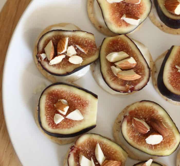Ricotta and Fig Bites on white plate