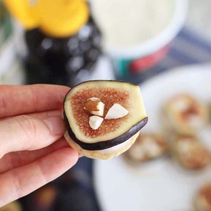 hand holding Ricotta and Fig Bites