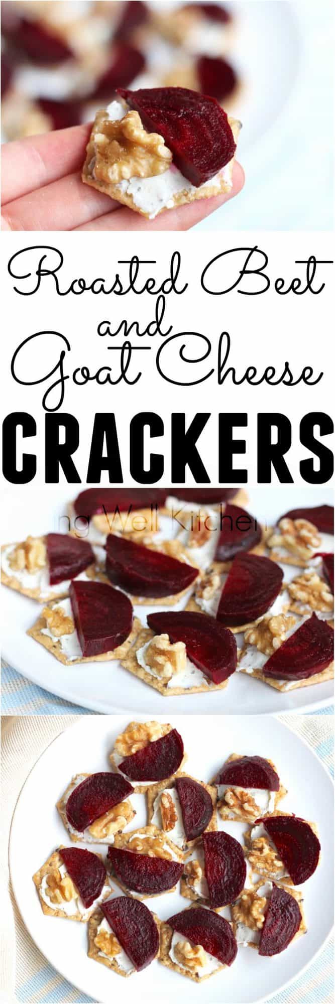 Only four ingredients needed for this easy, flavorful, and filling snack or appetizer that takes minutes to make thanks to pre-roasted beets. Roasted Beet and Goat Cheese Crackers from @memeinge