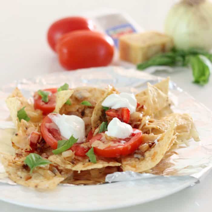 Tomato Basil Nachos from Living Well Kitchen