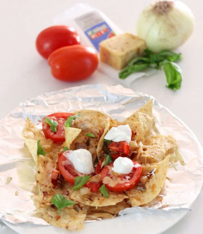 Tomato Basil Nachos from Living Well Kitchen