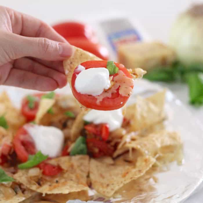 Tomato Basil Nachos from Living Well Kitchen