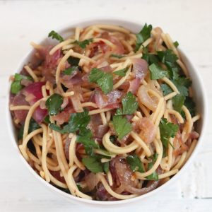 Garlicky Caramelized Onion Pasta from Living Well Kitchen