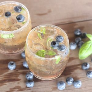 Blueberry Basil Bourbon Cocktail from Living Well Kitchen