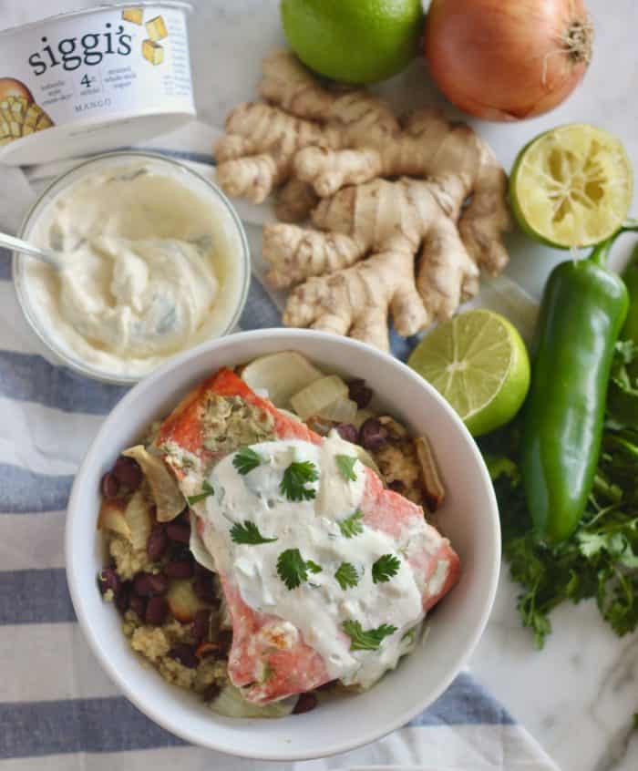 Salmon with Mango Yogurt Sauce from Living Well Kitchen