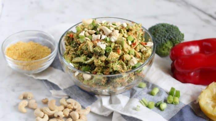 raw vegan cheesy broccoli salad