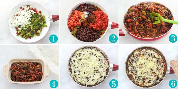 step by step directions for making a cheese bean casserole