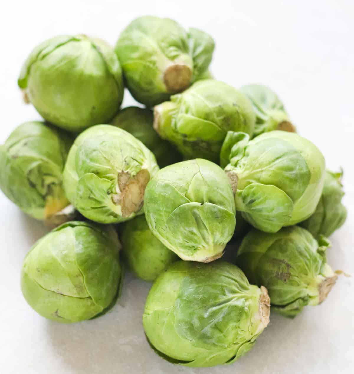 a close up pile of Brussels sprouts