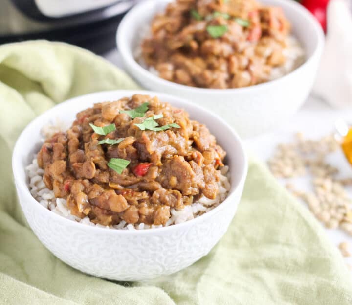 Instant Pot Lentil Curry for an easy, vegan, plant-based dinner