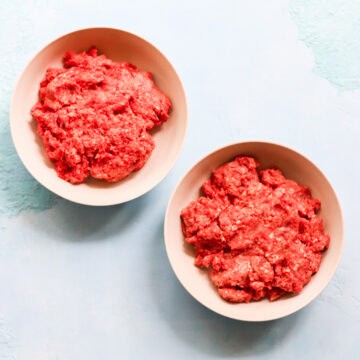 two bowls of raw ground beef.